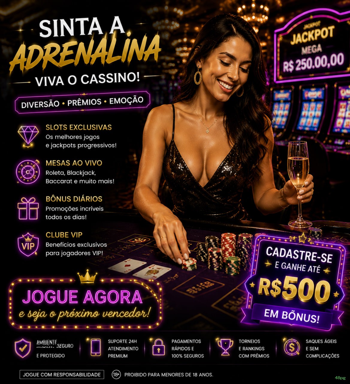 Imagem promocional da 48pg mostrando a plataforma e suas vantagens